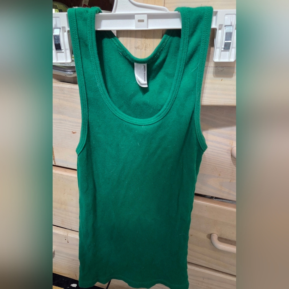 American Apparel Green Ribbed Tank Top